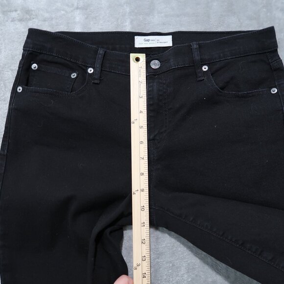 Gap Jeans Womens 32x30 Black 1969 Straight Medium Rise Dark Wash Stretch Goth - Picture 7 of 14